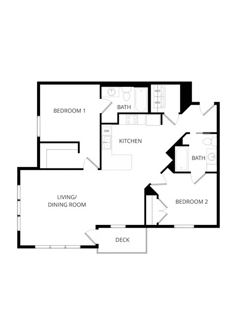 a floor plan of a house showing the bedrooms and the living room